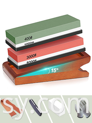 knife sharpening stone kit with 15 angled base